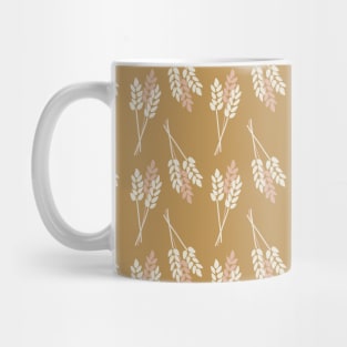 Wheat Plants Pink And White On Gold Mug